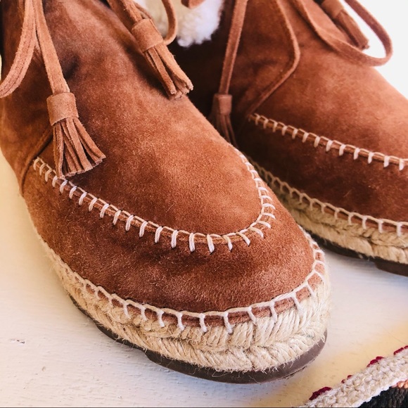 ANDREA GOMEZ Brown Suede Shearling Mocassins Sz 38 - Picture 9 of 10